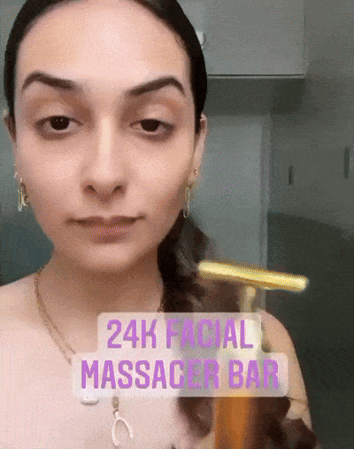 24K Gold Energy Beauty Bar Electric Facial Massage Roller